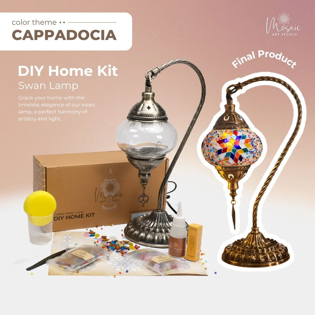 DIY Turkish Mosaic Lamp Kit – Cappadocia Inspired Colors - Image 3