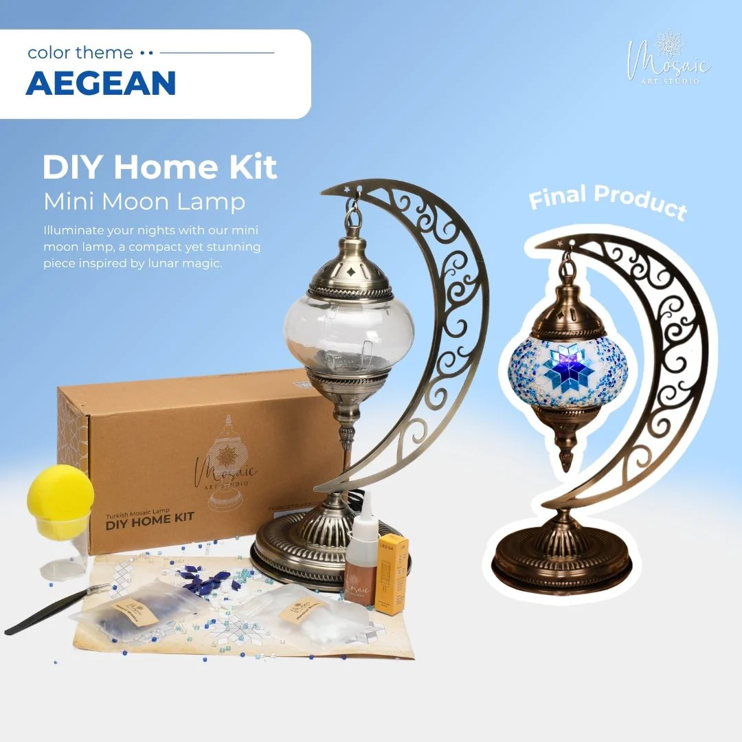 DIY Turkish Mosaic Lamp Kit – Aegean Color Theme - Image 3