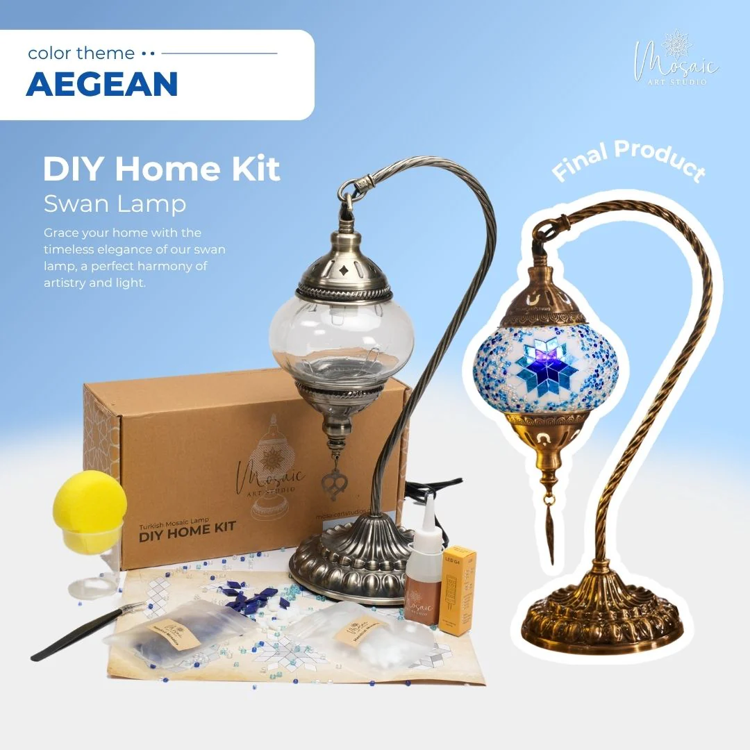 DIY Turkish Mosaic Lamp Kit – Aegean Color Theme - Image 4