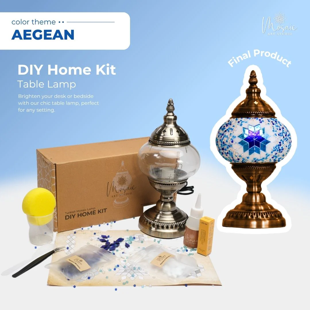DIY Turkish Mosaic Lamp Kit – Aegean Color Theme - Image 5