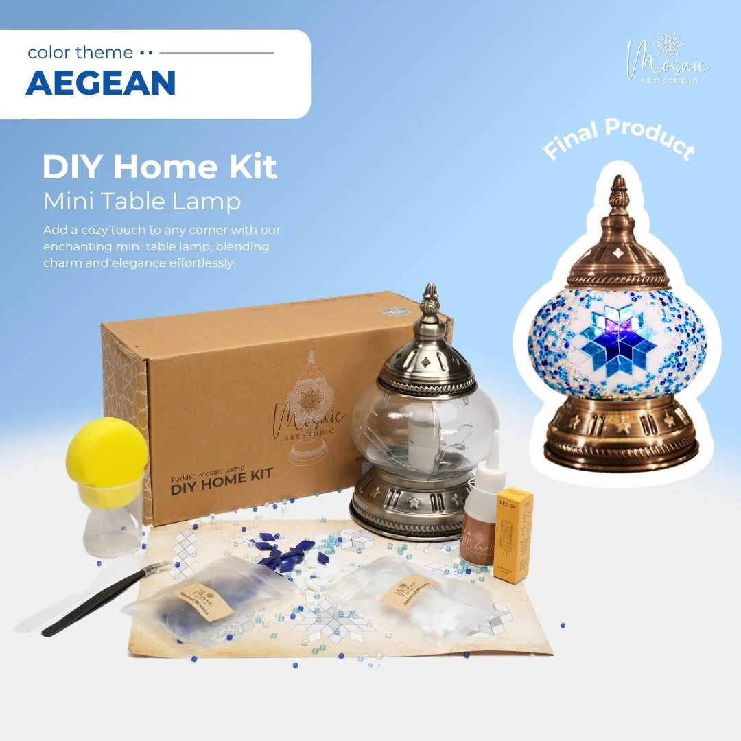 DIY Turkish Mosaic Lamp Kit – Aegean Color Theme - Image 6