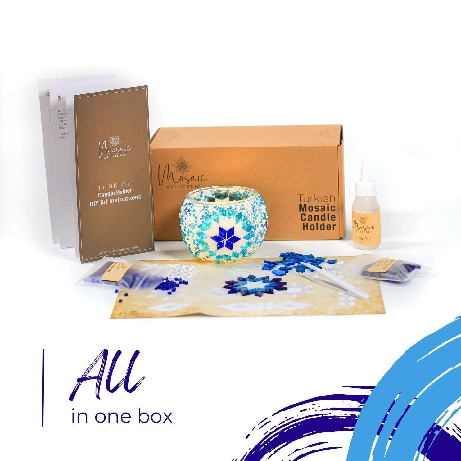 Mosaic Candle Holder DIY Home Kit "AEGEAN" - Image 3