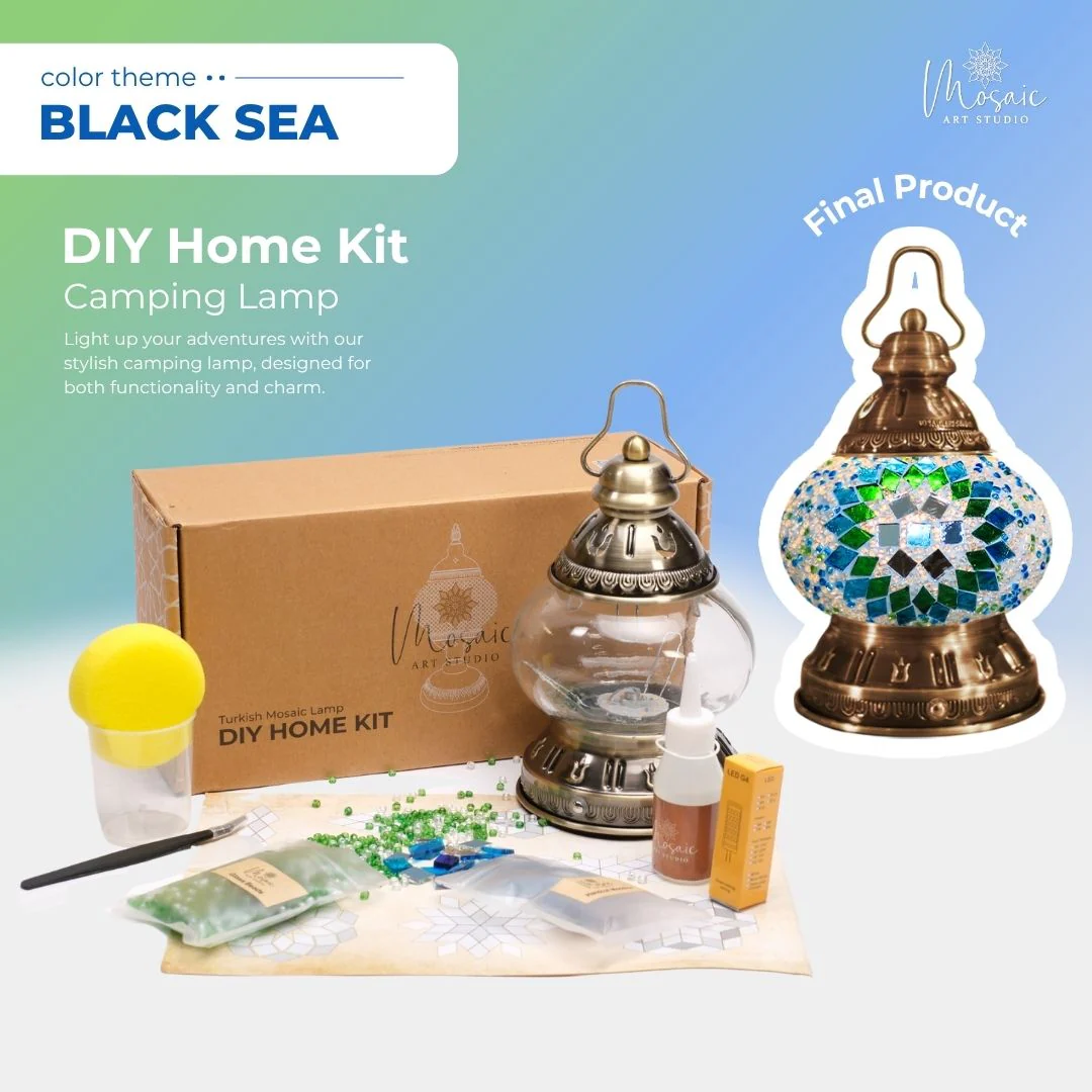 Turkish Mosaic Lamp DIY Kit – Black Sea Inspired Colors - Image 6